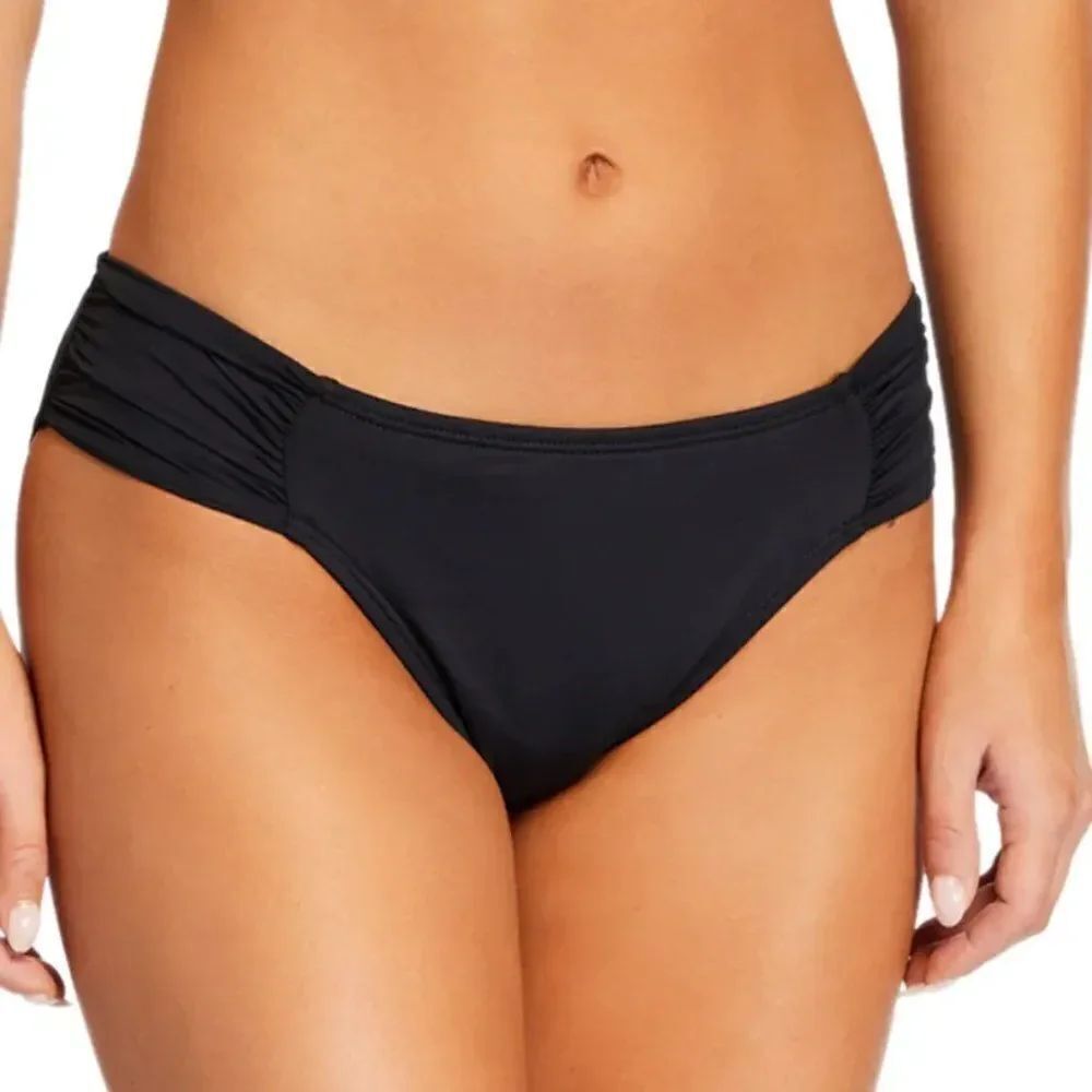 NEW! La Blanca 'Island Side Shirred Hipster' Bikini Bottom size 6 in Black
